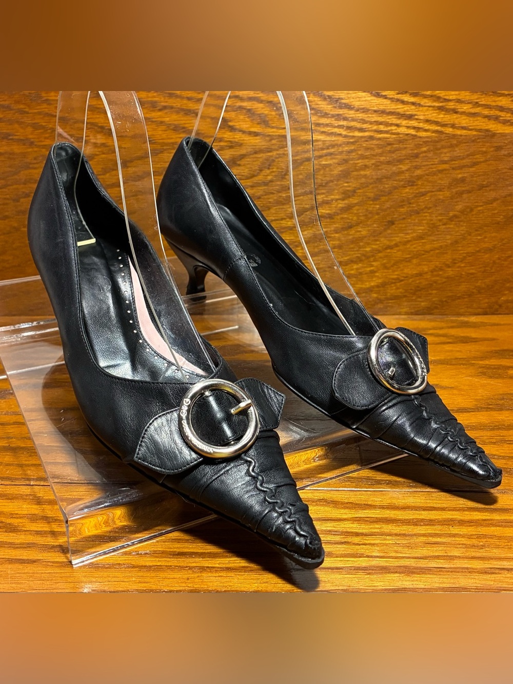 Y2K VTG D&G Dolce & Gabbana Buckle Pointed Toe Kitten Heel Pumps EU 35.5 US 5.5